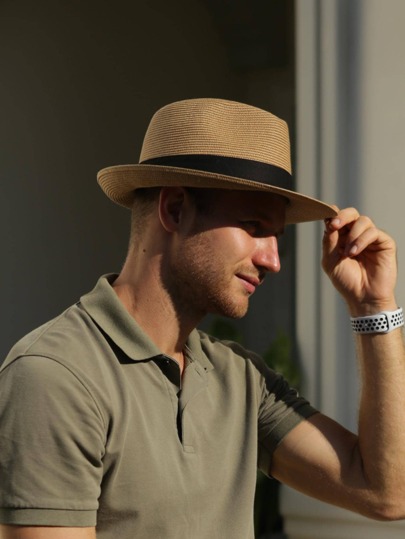 1 Pieza Gorra De Paja Boho Unisex Con Cinta Decorativa Para Casual Al Aire Libre