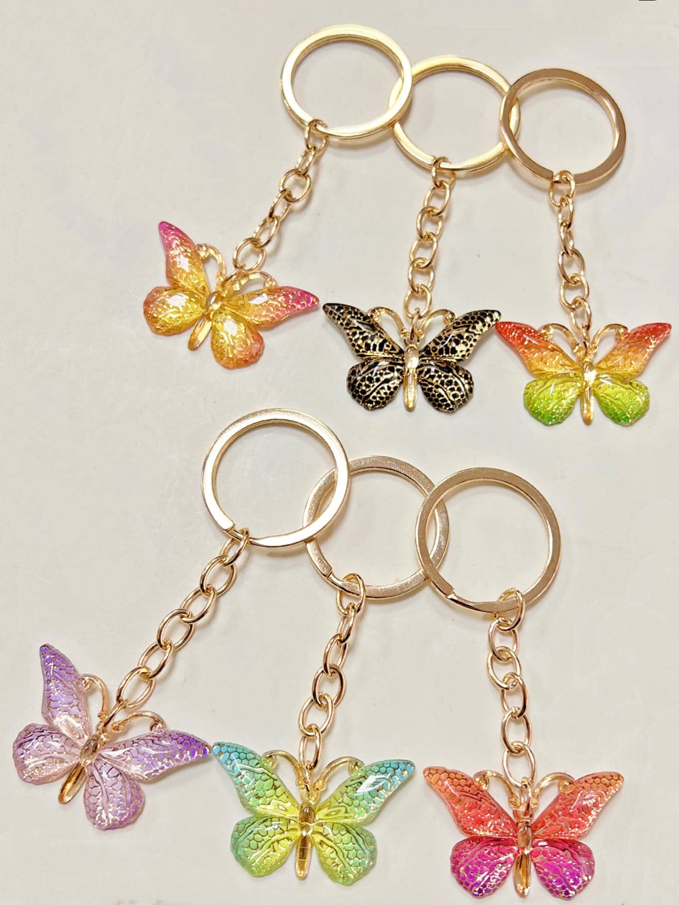 6pcs Women Butterfly Charm Fashionable Keychain For Key Decoration - Multicolor - View 1