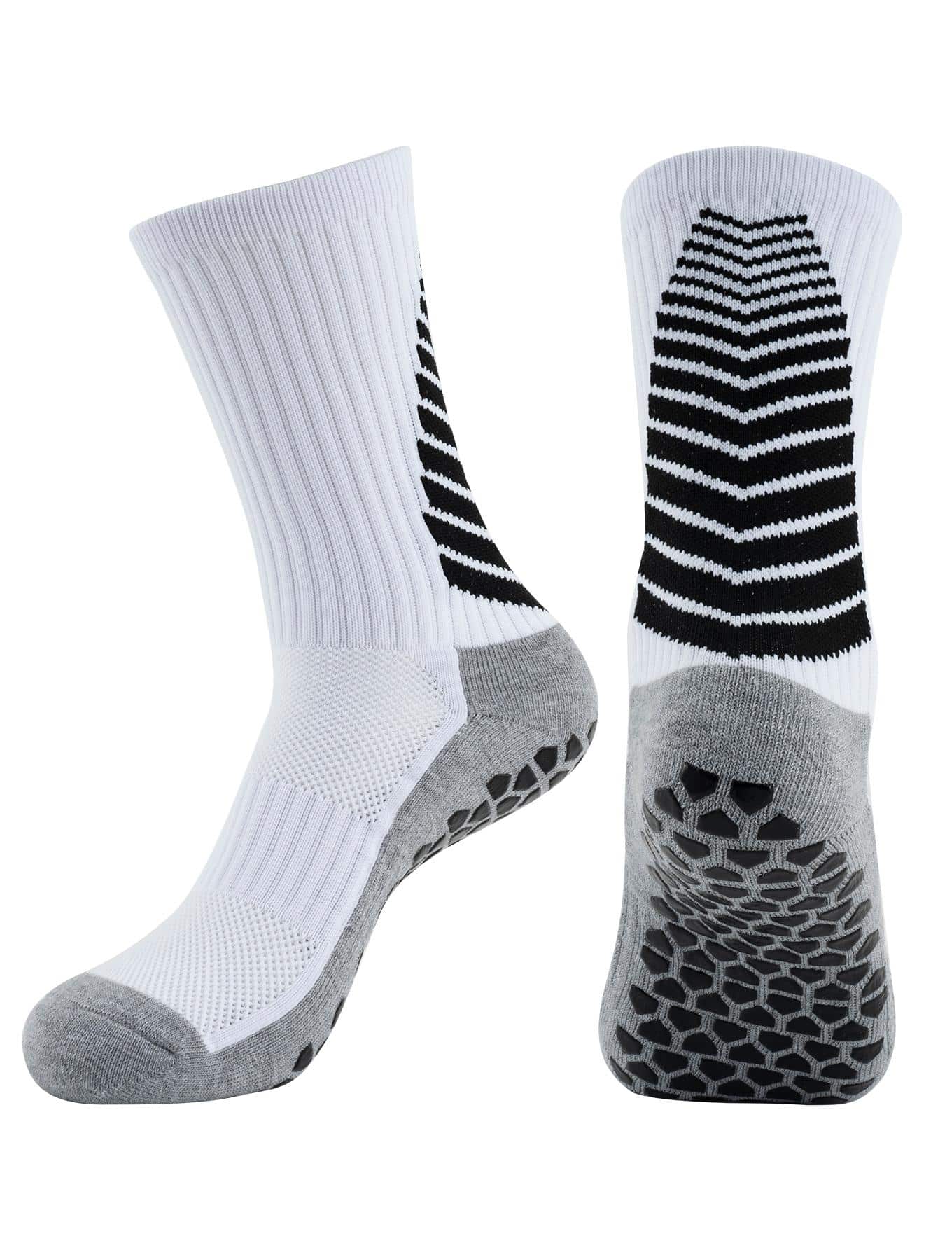 1pair Non-Slip Stripped Pattern Knitted Fabric Outdoor Athletic Crew Football Socks - Multicolor - View 1