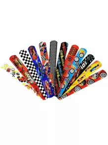 Bộ 12 món đồ trang trí tiệc bằng PVC, xe đua hiện đại & vòng tay họa tiết ô vuông cho tiệc sinh nhật - Màu be - Xem 4