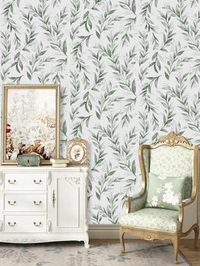 Roll 45cm Groen Leaf Peel Stick Wallpaper, Bohemian Removable Vinyl Contact Paper, Moderne Neutral Self Adhesive Wand Cabinets, Bedrooms