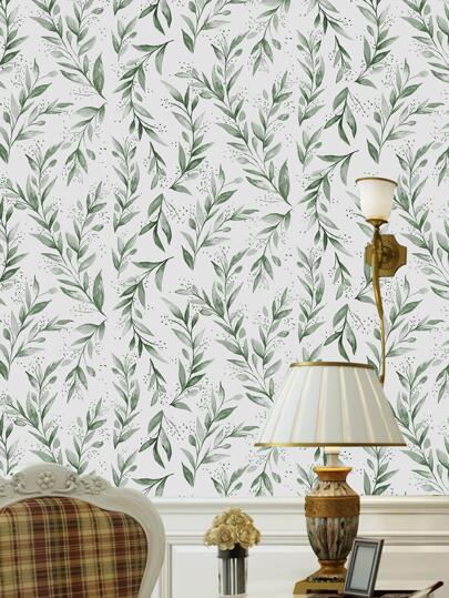 Roll 45cm Groen Leaf Peel Stick Wallpaper, Bohemian Removable Vinyl Contact Paper, Moderne Neutral Self Adhesive Wand Cabinets, Bedrooms view 4