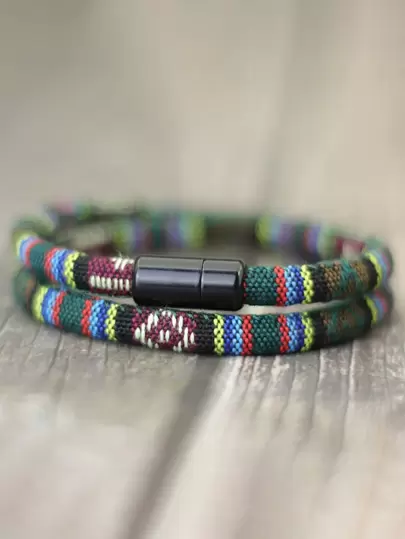 Boho-Stil Herren Seil Armband, magnetisches Armband für Abenteuer, Überlebens-Armband für den Strand, Surfen