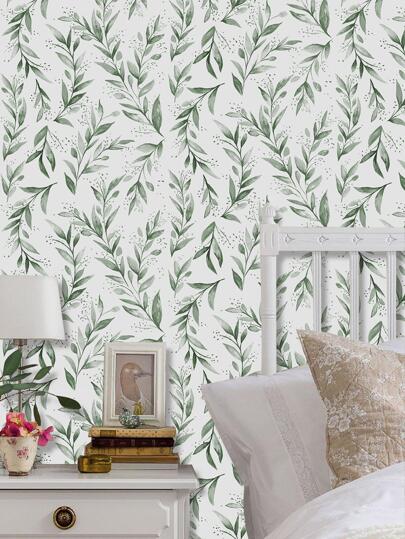 Roll 45cm Groen Leaf Peel Stick Wallpaper, Bohemian Removable Vinyl Contact Paper, Moderne Neutral Self Adhesive Wand Cabinets, Bedrooms view 9