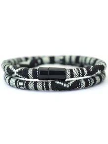 波西米亚男士绳状手链 吸引磁力手链 探险求生手链 沙滩冲浪 - 黑色 - 查看 2