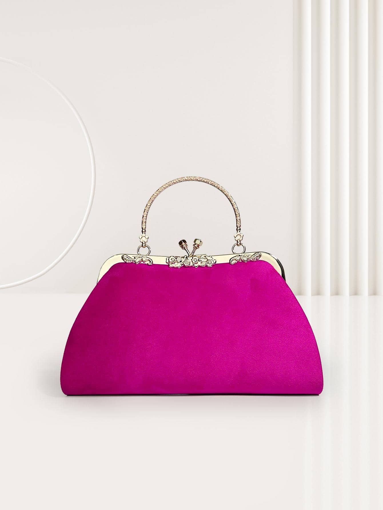 中號方形包粉紅色金屬裝飾派對 - 玫紅色 - 查看 1