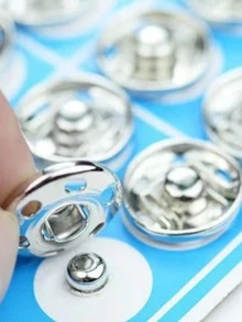 20 Cái/bộ Nút Kim Loại, Đơn Giản Màu Bạc Vòng Tay May & Thủ Công Cung Cấp Cho May - Bạc - Xem 3