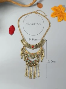 Dây chuyền mặt dây chuyền đính đá lấp lánh cá nhân hóa, mặt dây chuyền tua rua kiểu cổ điển, dây chuyền đeo xương đòn, dây chuyền ngắn cho nữ. - Vàng - Xem 3
