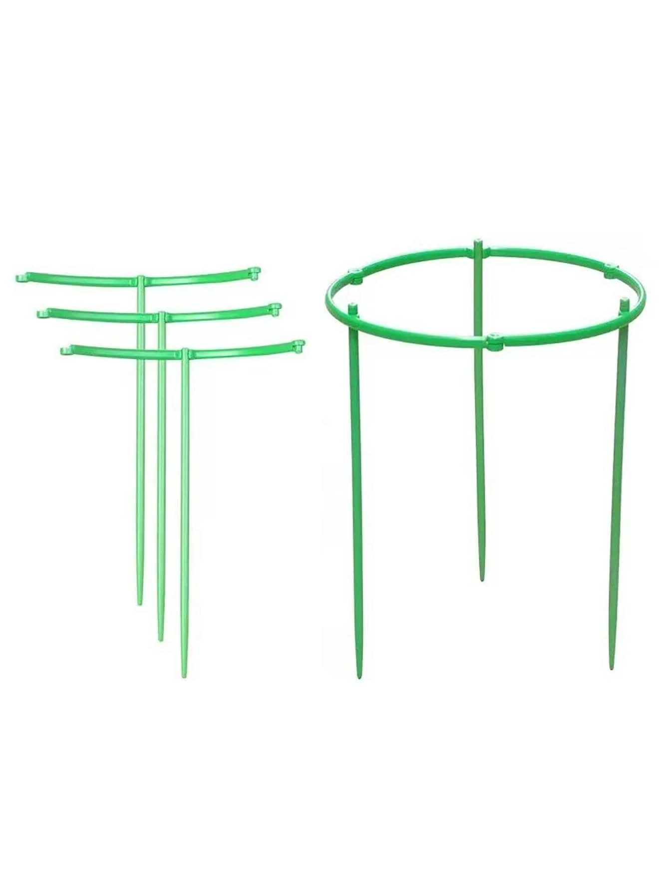 6pcs/set Plastic Plant Support Stake, Simple Green Plant Stake For Garden - Green - View 1