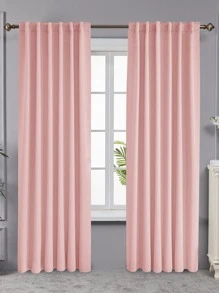 2 Pcs Blackout Curtains – Simple Strap Style, Thick Blackout Fabric, Suitable For Sunshade And Heat Insulation In Multiple Scenes - Coral Pink - View 3
