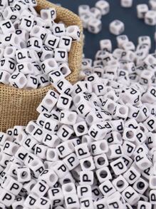 100pcs 6 X 6 MM Square Alphabet Beads A-Z 26 Alphabet DIY Jewelry Making Accessories - White - View 5