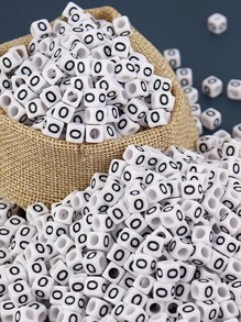 100pcs 6 X 6 MM Square Alphabet Beads A-Z 26 Alphabet DIY Jewelry Making Accessories - White - View 4