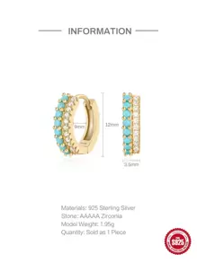 1 Pair Fashionable Minimalist S925 Sterling Silver Multi-Color Hoop Earrings, Personality Style