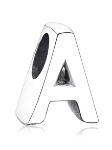 1入組簡單精緻方晶鋯石字母裝飾女式銀珠適合特殊場合禮物