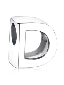 1入組簡單精緻方晶鋯石字母裝飾女式銀珠適合特殊場合禮物