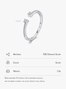 1 Cầu Vồng Xếp Chồng Bạc Vòng Đeo Tay Đính Đá Cubic Zirconia Cho Nữ, nhẫn Thời Trang Cho Đám Cưới, Đính Hôn, Cầu Hôn Và tỏ Tình - Bạc - Xem 3