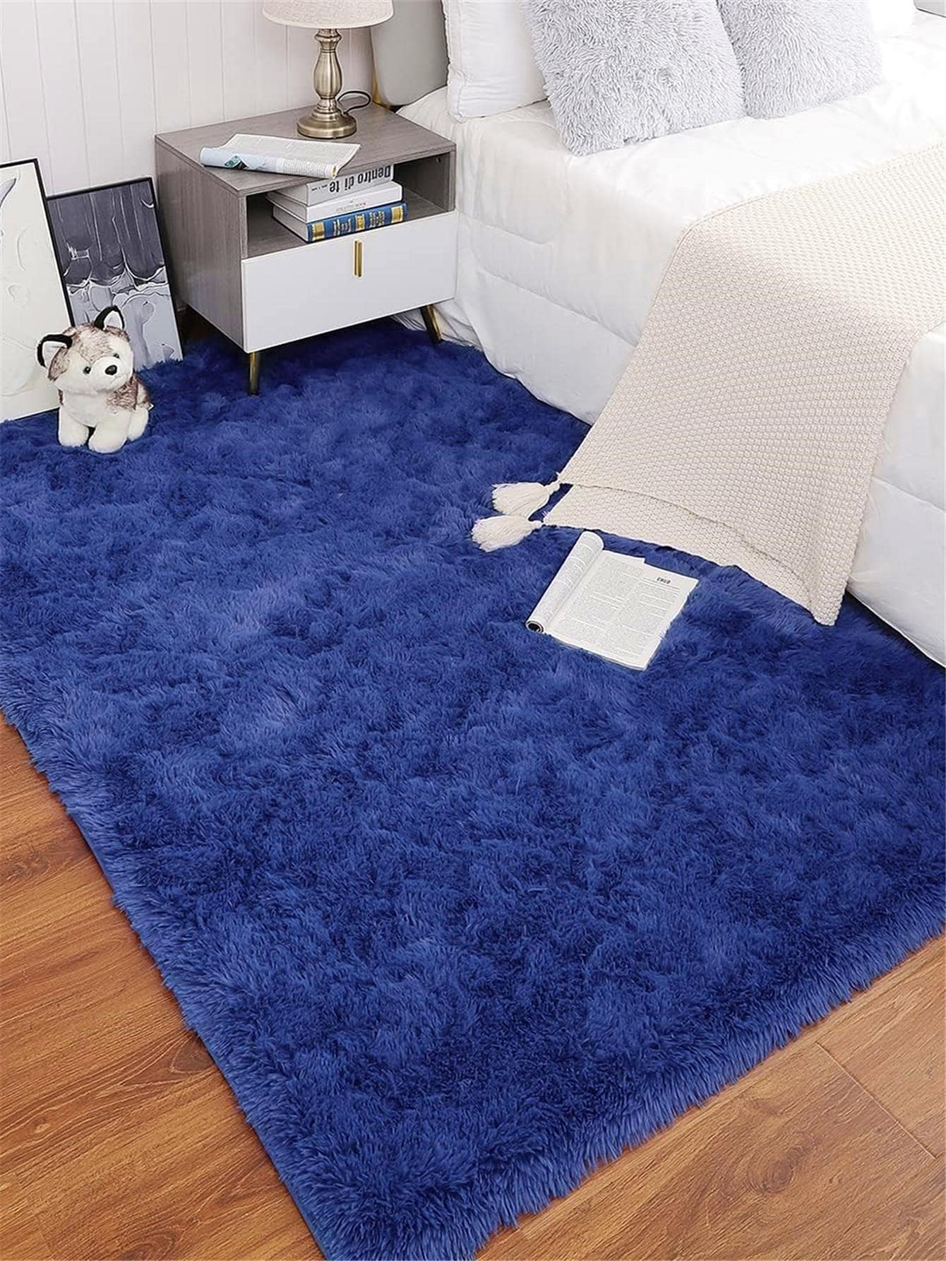 1 Tấm Thảm Mờ Chắc Chắn, Thảm Lót Sàn Polyester Tối Giản Cho Gia Đình - Xanh đậm - Xem 1