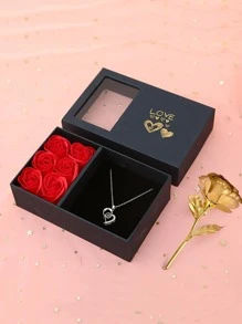 1pc Artificial Rose Flower With 1pc Box, Modern Artificial Flower Box Gift For Friends - Black - View 6
