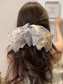 Ditsy Floral Hair Clip Elegant Bow Valentine's Day Valentines Claw Clips Hair Claws Hair Barrettes, School Stuff, College, Bows, Cute, Hair Accessories, Head Accessories - Multicolor - View 3