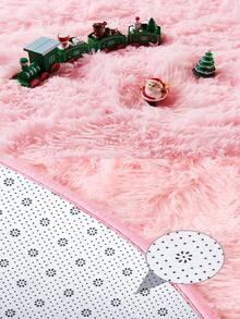1pc Solid Fuzzy Round Rug, Simple Plush Round Shaped Floor Rug For Bedroom - Pink - View 5