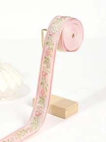 1卷花卉刺繡DIY織帶花邊 - 淺粉色 - 查看 3