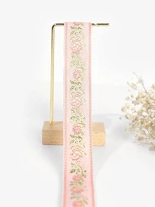 1卷花卉刺繡DIY織帶花邊 - 淺粉色 - 查看 1
