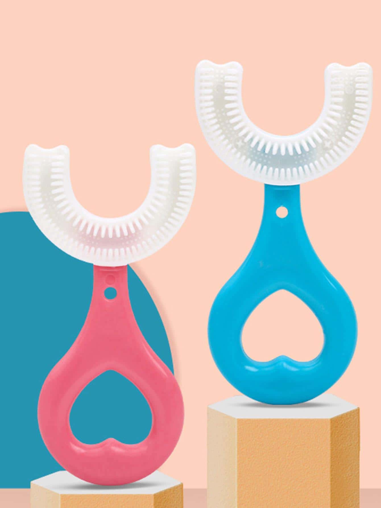 1pc Silicone U Shape Toothbrush, Modernist Manual Toothbrush For Bathroom - Blue - View 1