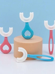 1pc Silicone U Shape Toothbrush, Modernist Manual Toothbrush For Bathroom - Blue - View 4