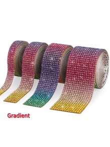 1碼自粘水晶鑲嵌鑽石絨帶，鑽石條，DIY鑽石閃閃發亮絨帶貼紙，鑲嵌鑽石膠帶捲軸適用於工藝品手機汽車裝飾 - 彩色 - 查看 9