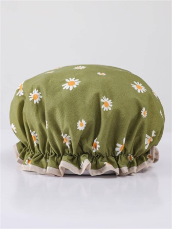 1 pièce Bonnet de douche imperméable à motif de marguerite à double couche, de retour à l'école
