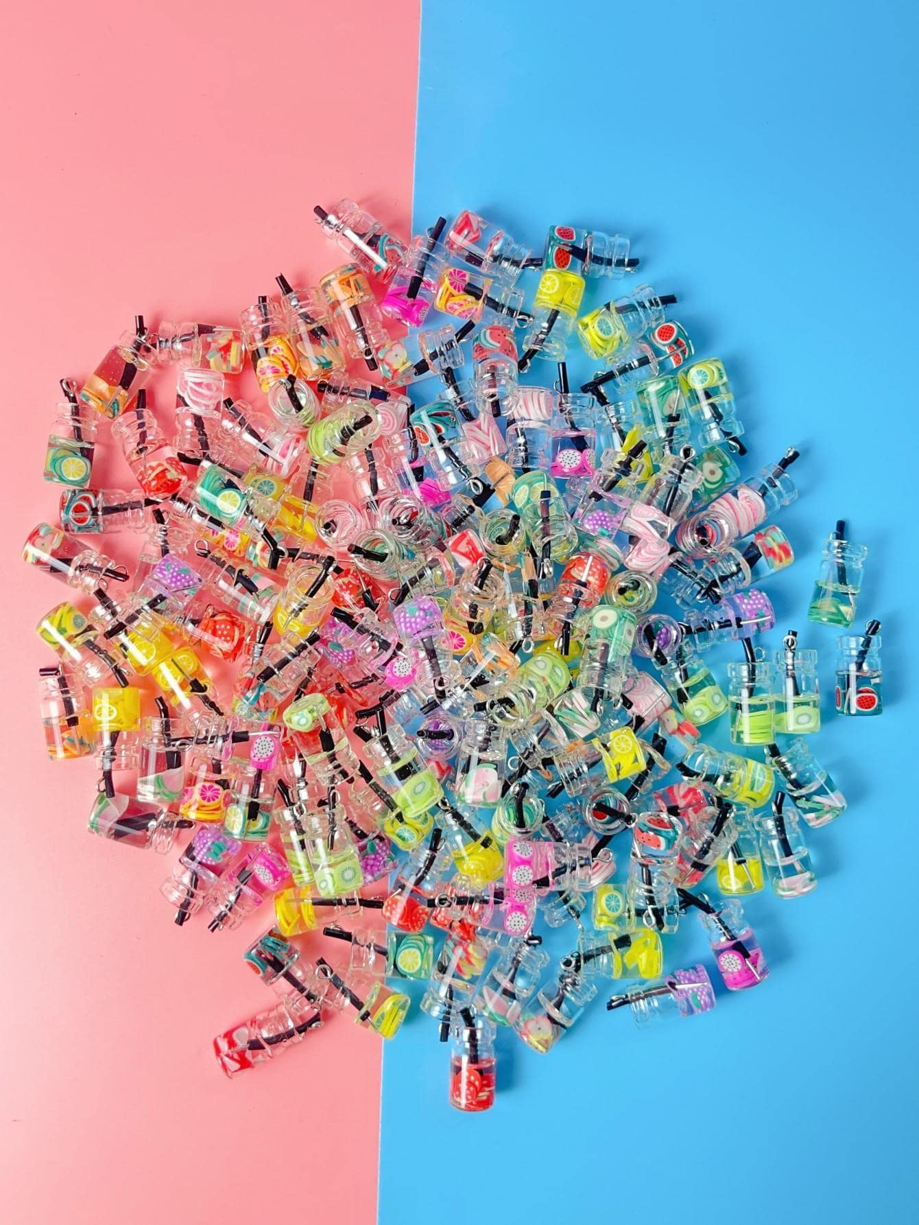 8入組可愛水果切片杯子形狀DIY吊墜帶鉤 - 彩色 - 查看 1