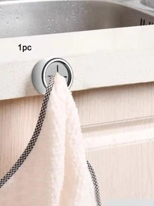 1pc Kitchen Towel Holder, Self Adhesive Wall Dish Towel Hook, Round Wall Mount Towel Holder For Bathroom, Kitchen And Home, Wall, Cabinet, Garage, No Drilling Required