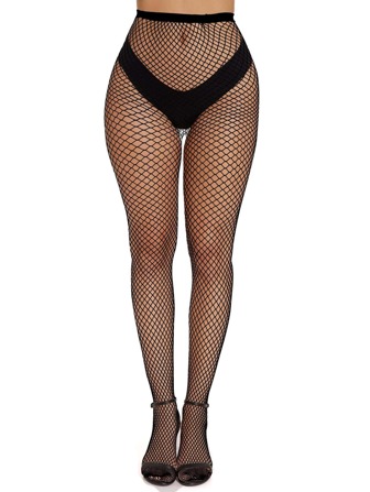 1pair Women's Stylish & Sexy High-waisted Fishnet Pantyhose With Anti-hook Technology (no Underwear Included)