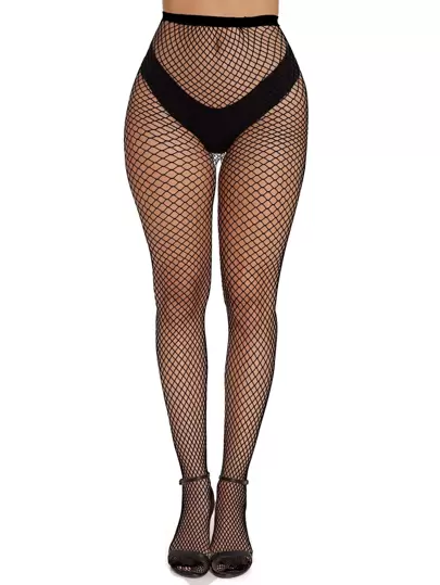 1pair Women's Stylish & Sexy High-waisted Fishnet Pantyhose With Anti-hook Technology (no Underwear Included)