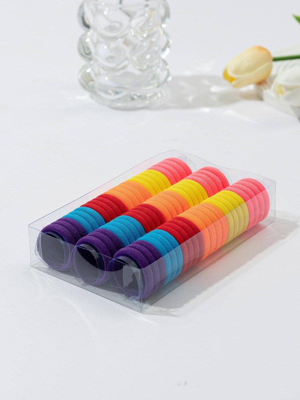 66pcs Women Solid Casual Hair Tie For Daily Life Ponytail Holder Hair Elastic Hair Rope