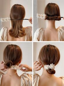1入組女士花朵裝飾時尚髮圈扭轉卡子，適用於髮飾，優雅