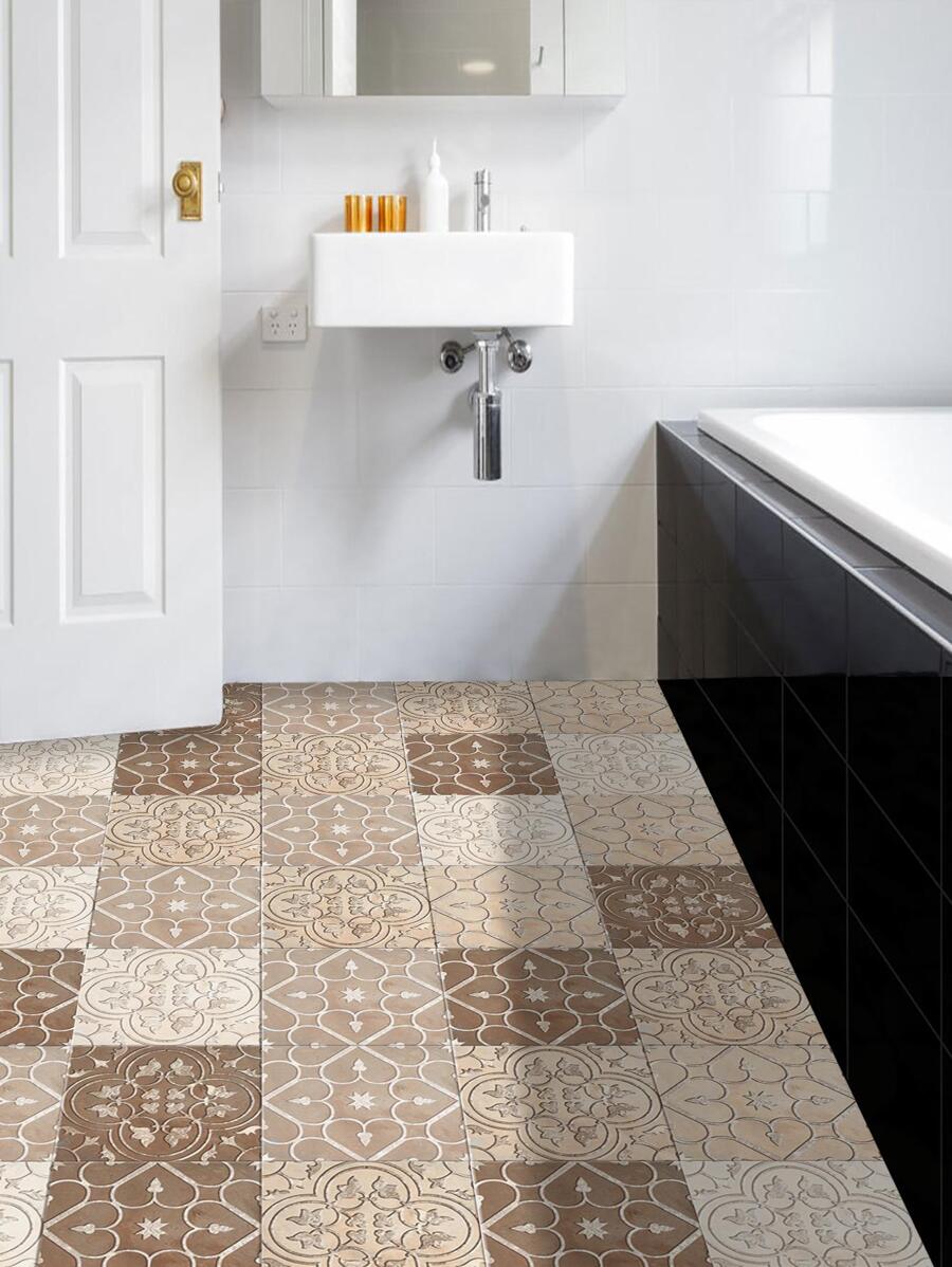 10pcs PVC Floor Sticker, Modern Tile Sticker For Home - Multicolor - View 1