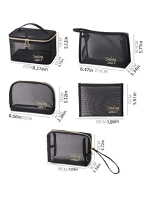 1入組亞克力彩妝便攜字母圖案化妝收納袋 - 彩色 - 查看 2