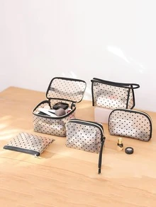 1入組亞克力彩妝便攜字母圖案化妝收納袋 - 彩色 - 查看 3