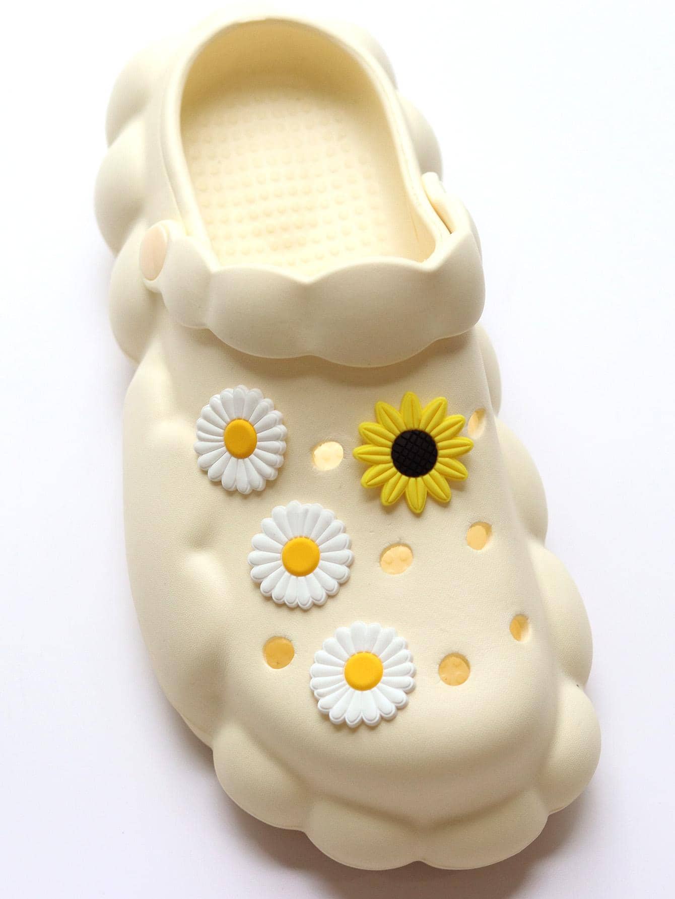 4 cái trang trí giày trang trí hoa cúc và hoa hướng dương, phụ kiện thời trang PVC hai tông màu cho guốc - Nhiều màu - Xem 1