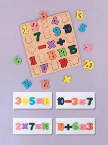 1入組拼圖玩具套裝,包括數字形狀板和26個字母配對積木,用於搭建和配對遊戲 - 彩色 - 查看 5