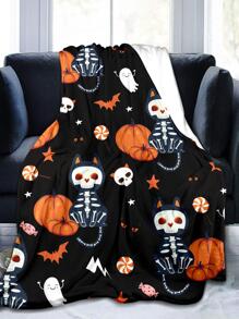 1 pieza Manta con patrón de Halloween grande suave para doméstico - Multicolor - Ver 2