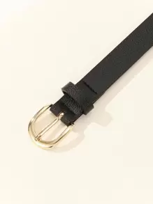 1pc Women's Elegant Minimalist Square Buckle Belt, Versatile For Dresses, T-Shirts, Jeans, Suits, Casual & Office Wear, PU Leather Solid Color