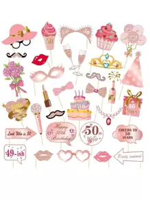 33 件/套生日派对拍照道具，创意纸质拍照亭配件，适合派对、圣诞节