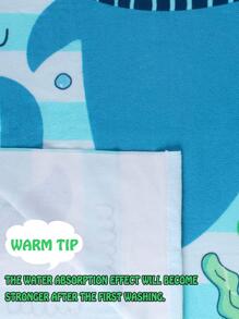 1入組超細纖維兒童浴巾可愛鯊魚細節兒童連帽沙灘浴巾淋浴用