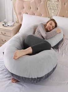 1pc Plain Pillow, Simple Maternity Pillow For Bedroom - Black - View 2