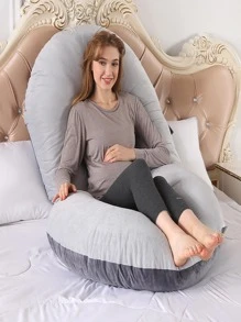 1pc Plain Pillow, Simple Maternity Pillow For Bedroom - Black - View 1