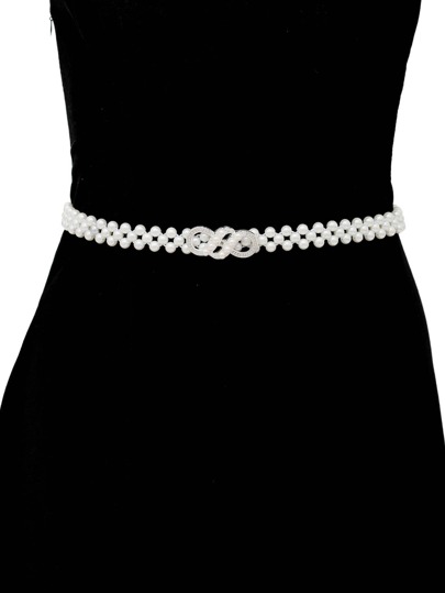 Elegant Boho Faux Pearl Decor Belt Dress Belt Halloween Summer, School Fall, Autumn, Halloween