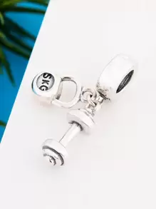 HuooNew 1入組簡約風和豪華壺鈴啞鈴銀吊墜釘珠中性適合派對和宴會 - 銀色 - 查看 2