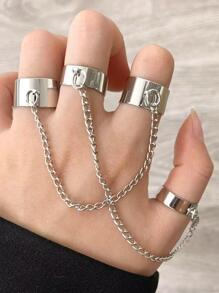 1 Miếng Nam Nhẫn Châu âu Và Mỹ Kim loại Nhẫn Nối tiếp Không giới tính Hip-hop Cô gái Goth hiện đại Retro Nhảy Nhẫn , Đối với Đồ trang sức Qủa tặng Và Buổi tiệc - Bạc - Xem 3